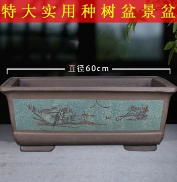 Yixing Zisha Rectangular Trough Pot for Succulents, Old Stump Plum Trees, Extra-Large Bonsai Pots, Landscaping Rockeries, and Indoor Planters