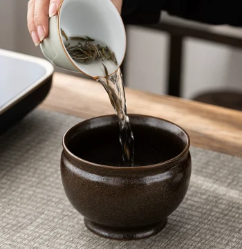 Tea Waste Bowl, Used Tea Rinser, Small Kiln-Change Retro Brush Washer, Ceramic Ashtray, Kung Fu Tea Art and Tea Ceremony Accessories