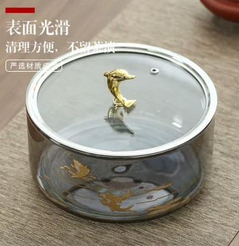 Heat-Resistant Glass Extra-Large Tea Washer with Lid, Brewing Tool, Cup Wash, Water Bowl, Tea Basin, Kung Fu Tea Set Accessory