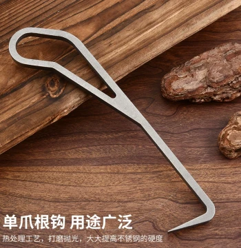Square Soil Loosening Hook Stainless Steel Single-Claw Root Hook Weeding Rake Specialized Tool Sharp Durable Agricultural Gardening Rake Head
