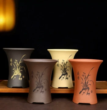 Special Offer Zisha Flower Pot, Small Orchid Dedicated Bonsai Pot, Breathable Succulent Cloud Bamboo Calamus Green Plant Desktop Planter