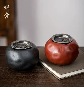 Chanshe Coarse Pottery Jian Water Household Ceramic Chinese Style Tea Residue Pot Retro Tea Wash Kung Fu Tea Set Accessories Water Bowl Tea Bowl