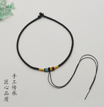 Hand-Woven Black Premium Necklace Cord for Gold Ping'an Kou Pendants, Beeswax, and Jade – Elegant Women's Style