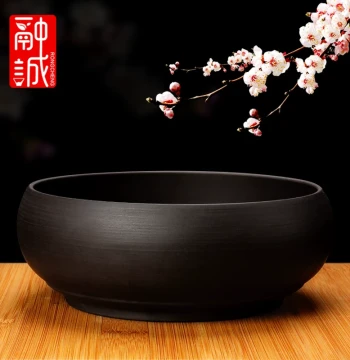 Large Purple Clay (Zisha) Tea Wash, Kung Fu Tea Accessory for Cup Cleaning, Water Bowl, Small Brush Washer, Black Ashtray