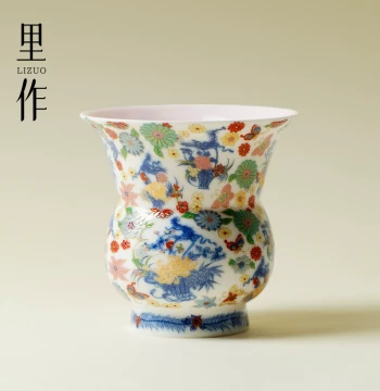 Lizuo Dreamy Flowers Jian Shui - Premium Jingdezhen Ceramic Water Bowl and Dry Brew Tea Residue Container for Gongfu Tea Sets