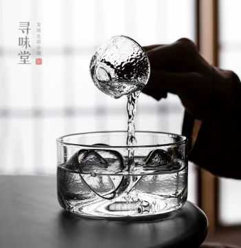 Premium Glass Small Tea Washer | Cup Washer High Temperature Resistant Tea Water Basin Tea Table Small Tea Waste Bucket Dry Brew Kung Fu Tea Set