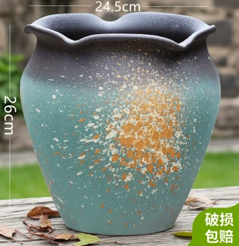 Large Diameter Succulent Plant Pot Ceramic Home Living Room Happiness Tree Bonsai Retro Purple Clay Breathable Coarse Pottery Large Pot