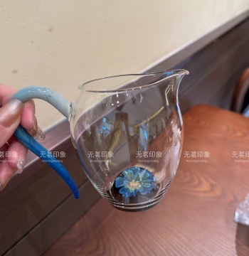 Yiran Fairness Cup, Handcrafted Heat-Resistant Tea Set, Floral Bead High-Aesthetic Fairness Cup, Tea Sea, High Borosilicate Glass Kung Fu Tea Set