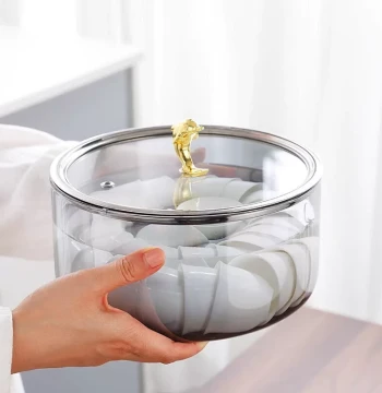 Large-Capacity Glass Tea Washer with Lid, High-Temperature Resistant Teacup Rinse Basin, Minimalist Kung Fu Tea Accessory in Nordic Style