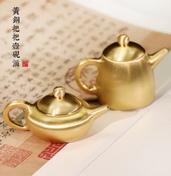 Pure Copper Mini Water Dropper, Inkstone Dropper, Ink Stick Grinder, Water Rinse Bowl, Small Teapot, Kung Fu Tea Single Pot