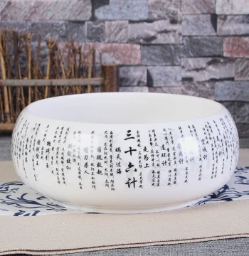 Blue and White Porcelain Tea Rinse Vessel, Ceramic Small White Porcelain Water Washing Bowl, Bonsai Pot, Gongfu Tea Set and Ceremony Accessory, Large Cup Wash and Brush Wash