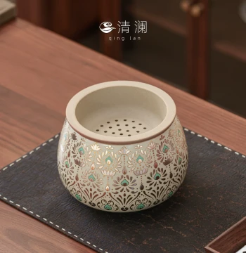 Qinglan Ru Kiln Tea Washer Tea Waste Jar High-Aesthetic Home Desktop Premium Kung Fu Tea Set Water Disposal Bin Wastewater Container