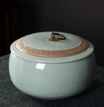 Large Lidded Ceramic Tea Wash Bowl, Tea Leaf Residue Container, Water Basin for Kung Fu Tea Sets