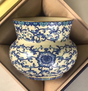 Authentic Ru Porcelain 650ml Jian Shui Waste Water Bowl - Blue and White Tea Washer for Gongfu Tea Sets and Desktop Tea Residue Containers