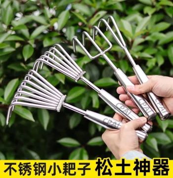 Stainless Steel Soil Loosening Rake: Specialized Gardening Tool for Tilling, Weeding, Digging, Beach Combing, and Flower Planting