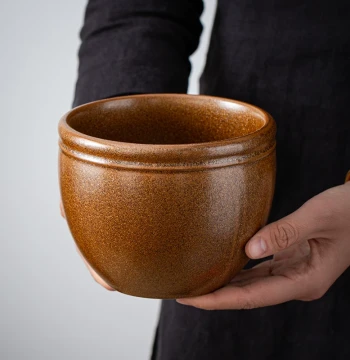 Yuan She Coarse Pottery Ceramic Tea Waste Container, Tea Wash, Brush Washer, Teacup Storage Bowl, Kung Fu Tea Set Large Water Bowl, Wastewater Bucket, Jian Water