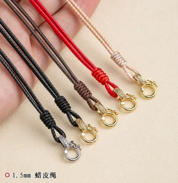 Direct-Thread Women's Wax Leather Cord for Jade Pendants – Versatile Gold Pendant String for Jade, Emerald, and Gemstone Necklaces