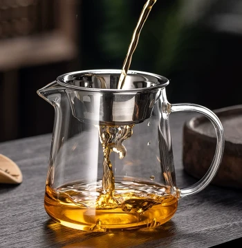 Thickened Heat-Resistant High Borosilicate Glass Fairness Cup with Integrated Tea Strainer and Filter Mesh: Tea Sea and Divider Available in Multiple Sizes