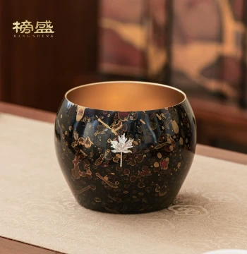 Bangsheng Brass Lacquer Jian Shui, Large Water Vessel, Waste Water Container, Home Cup Washer, Tea Wash, Premium Kung Fu Tea Set Accessory
