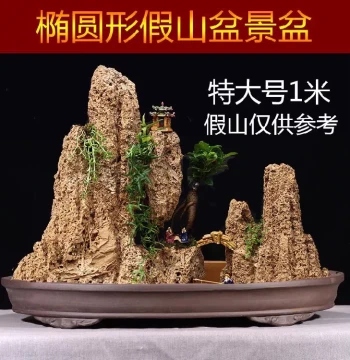 Zisha Flower Pot Shallow Basin: Extra-Large Oval Design, Available with or without Drainage Holes for Rockery Water-Absorbing Stones, Bonsai, and Old Stump Plants with Free Shipping