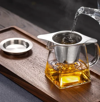 Premium Tea Set with Stainless Steel Infuser, Heat-Resistant Thickened Glass Fairness Cup for Small Green Citrus Tea Brewing