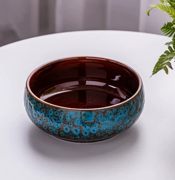 Ceramic Kiln-Change Large Tea Bowl - Home Tea Wash, Kung Fu Tea Set Storage Basin, Water Vessel, and Tea Accessory