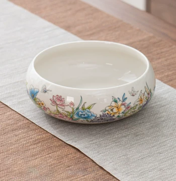 Large Ceramic Brush Washer for Home Use, Kung Fu Tea Accessory, Tea Residue Desktop Organizer, Hydroponic Flower Pot, Tea Cup Bowl Washer, Chinese Style
