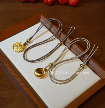 Hongjing Handmade 2.0 Sparkling Bright Thread Jade and Gold Pendant Cord, Eight-Strand Necklace Rope, Unisex Style