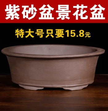 Large Mouth Rectangular Purple Clay Trough Planter, Oval Bonsai Pot, Balcony Vegetable Growing Ceramic Pot