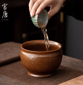 Ceramic Tea Waste Container, Tea Washing Bowl for Home Use, Various Sizes, Jianshui Cup, Brush Washing Bowl, Kung Fu Tea Set Accessories, Water Vessel, Tea Washing Bowl, Wastewater Bucket