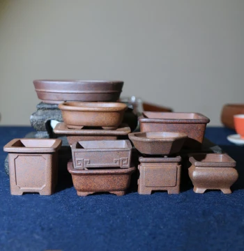 Zisha Flower Pot: Hand-Made Micro Pot for Desktop Potted Plants, Palm-Sized Bonsai, Square and Rectangular Landscape Pots