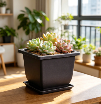 Plastic Flower Pot Rectangular Thickened Imitation Purple Clay Frosted Finish Shallow Small Lithops Outdoor Resin Bonsai Seedling Pot
