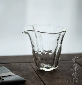 Caijitang Ice-Crackle Thickened Glass Fairness Cup - Wide Mouth Heat-Resistant Tea Divider, High-End Transparent Tea Ware