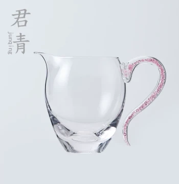 Japanese Style Glass Fairness Cup with Tea Strainer Set, Thickened Tea Server, Pink Diamond Crystal Transparent Kung Fu Tea Filter Gongbei