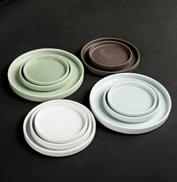 Zisha Tray and Ceramic Pot Saucer – Round Water-Collecting Base for Bonsai and Flower Pots; Available in Multiple Sizes