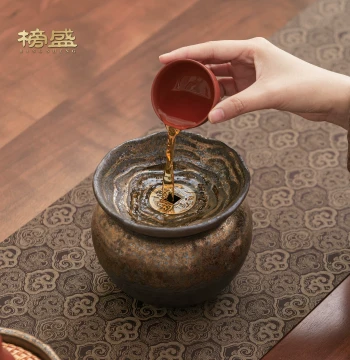 Bangsheng Ancient Pottery Gold-Plated Jian Water Tea Washer, Large Capacity Waste Water Jar, High-End Filtered Water Container for Kung Fu Teaware