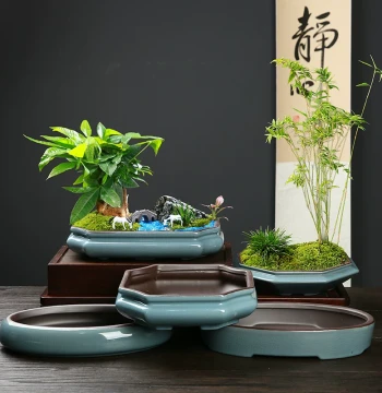 Ge Kiln Purple Clay Succulent Flower Pot with Drainage Holes - Breathable Large Ceramic Pot for Wide-Mouth Planters, Combo Planting, and Bonsai Landscapes