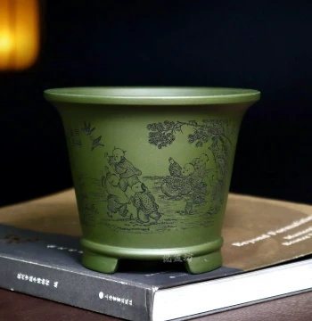 Premium Zisha Bonsai Pot for Small Succulents, Acorus, Cloud Bamboo, and Orchids; Ideal Desktop Planter for Golden Eurya and Green Plants