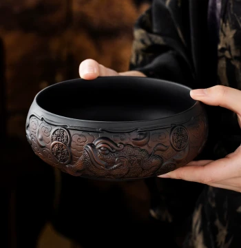 Purple Pottery Fortune Toad Tea Washer, Jian Water Tea Dregs Container, Large Water Bowl, Waste Water Tea Bucket, Kung Fu Tea Set and Tea Ceremony Accessories