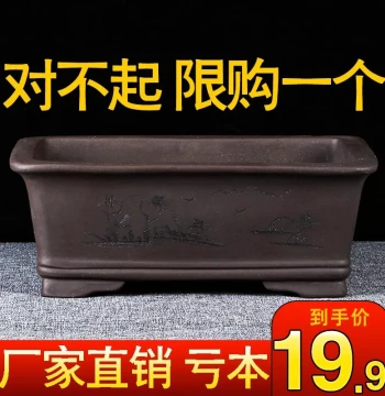 Extra Large Rectangular Zisha Orchid Pot Special Clearance Green Plants Flowers Rectangular Large Size Old Stump Planting Classical Ceramic Pot