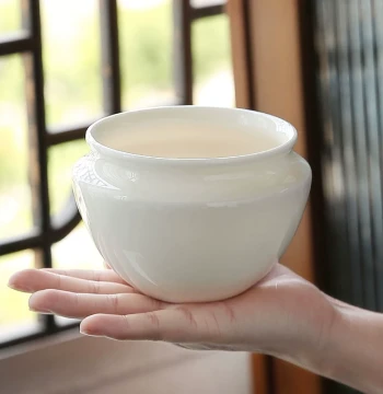 Mutton Fat Jade White Porcelain Tea Washer, Ceramic Tea Art and Tea Ceremony Small Cup Washer, Kung Fu Tea Set Water Bowl, Tea Dregs Container, Brush Washer, Water Washer