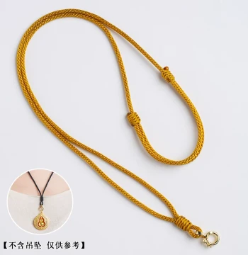 Versatile Straight-Thread Gold Pendant Cord for Women, Waxed Leather Rope with Clasp for Jade and Emerald Necklaces, Jade Pendant String