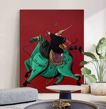 Modern Artist Hand-Painted Oil Painting, Niche High-End Monkey Archery Living Room Decor, Creative Original Entryway Wall Art