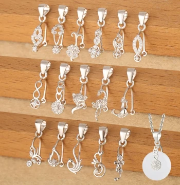 S925 Sterling Silver Jadeite Jade Clasp, Extra-Small Peace Buckle Pendant Setting for Necklace