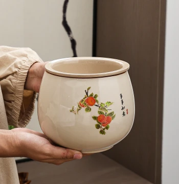 Home Ceramic Tea Waste Container, Various Sizes Water Vessel for Jian Water, Wastewater Bucket, Kung Fu Tea Ceremony Accessory, Tea Rinse Basin