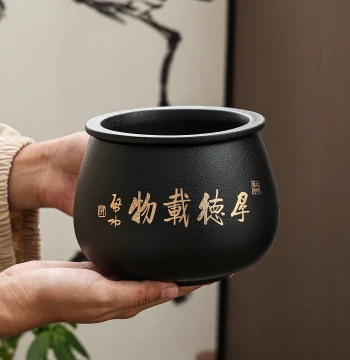 Home Desktop Tea Waste Container, Ceramic with Filter, Jian Shui Yu, Wastewater Bucket, Kung Fu Tea Ceremony Accessory, Tea Water Jar, and Tea Cup Washer