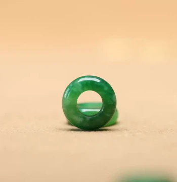 Price for 2 Pieces. Dry Green Jadeite Round Loop LuLuTong Necklace Pendant 12mm Large Hole 5mm Versatile C107