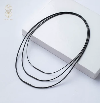 Dedicated Cord for Jade Pendants, Gold and Crystal Hanging Rope, Black Braided Semi-Finished Necklace Rope, Black Leather Rope, and Pendant Rope