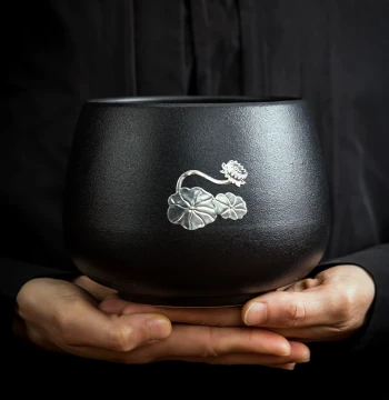 Black Tea Bowl, Ceramic Large Number Japanese Style Tea Wash, Minimalist Kung Fu Tea Ceremony Accessories, Brush Washer Vessel, Tea Wash