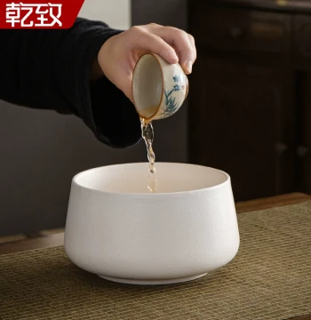 Ceramic Tea Wash Large Water Bowl, Brush Washer Basin, Kung Fu Tea Set Accessory, Jian Water, Teacup, Tea Waste Container, Wastewater Bucket, Ashtray